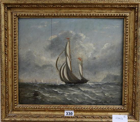 An oil on board - sailing boat seascape 30x 36cm